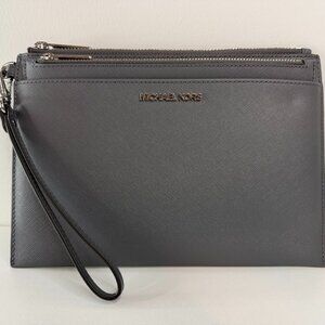 Michael Kors Gray XL JetSet Pop Clutch Wristlet